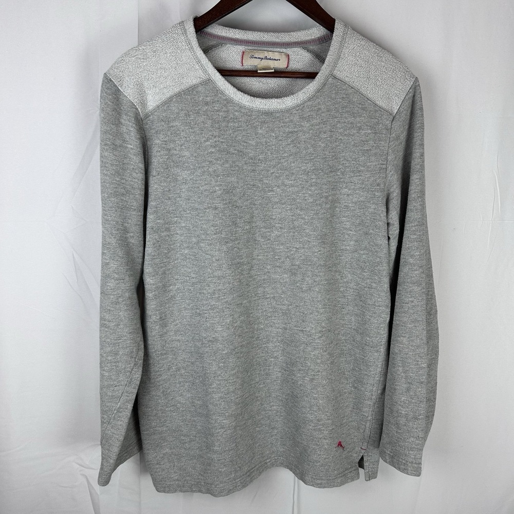 Tommy Bahama Sweatshirt Men's Medium Grey Fleece‎ Crewneck Long Sleeve Pullover